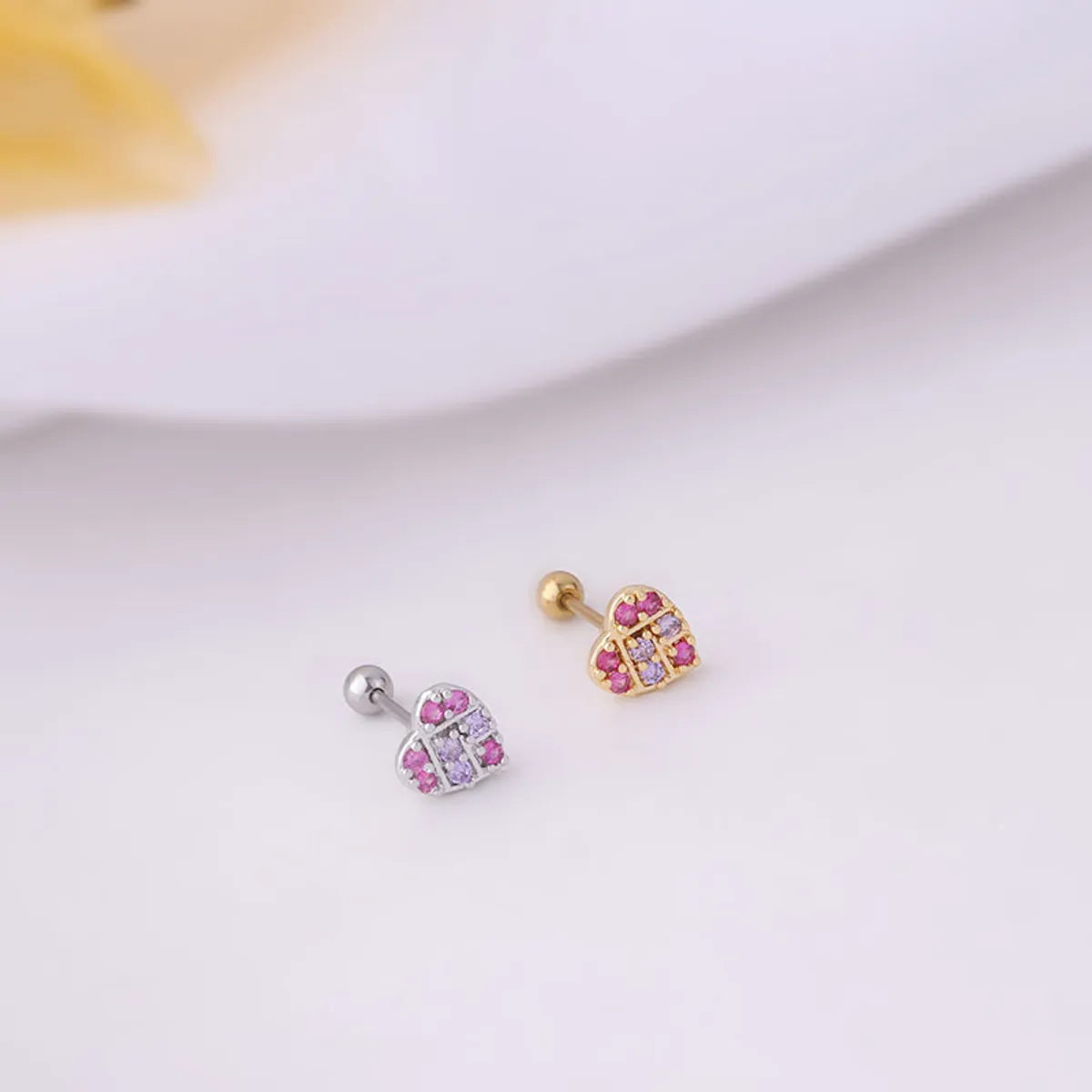 1 Pair Sweet Geometric Stainless Steel Zircon Ear Studs