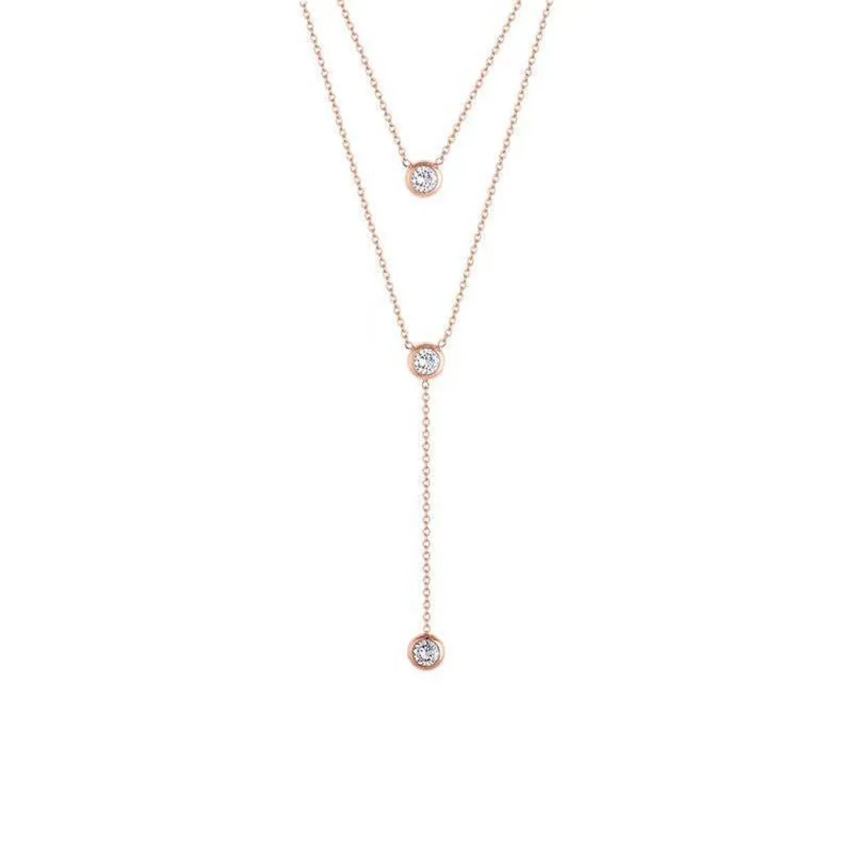 Sweet Geometric Titanium Steel Plating Zircon Necklace 1 Piece