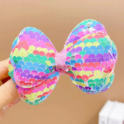 Sweet Gradient Color Bow Knot Sequin Hair Clip 1 Piece