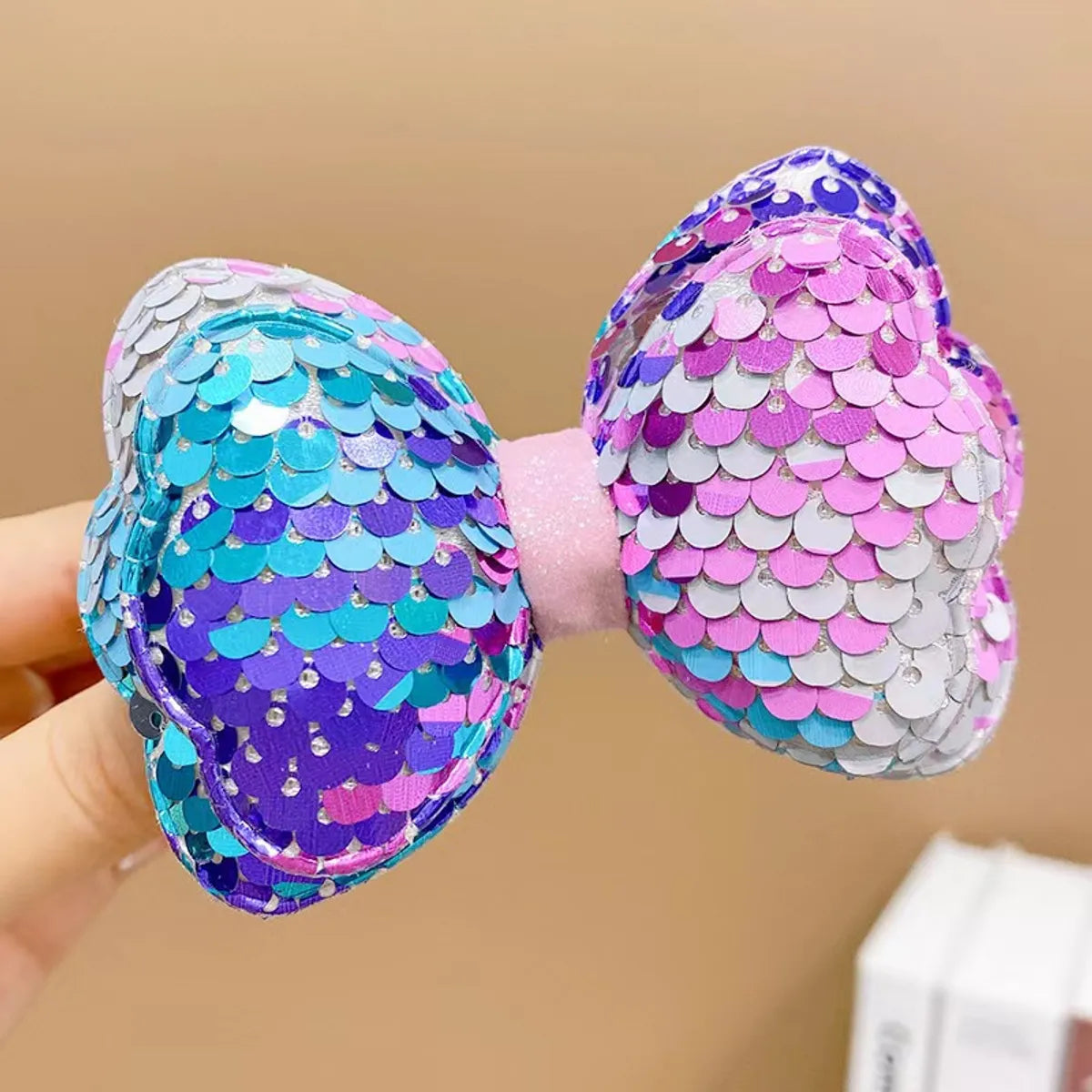 Sweet Gradient Color Bow Knot Sequin Hair Clip 1 Piece