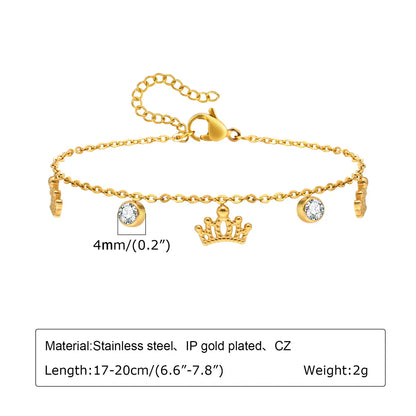 Sweet Heart Shape 201 Stainless Steel 18K Gold Plated Zircon Bracelets In Bulk