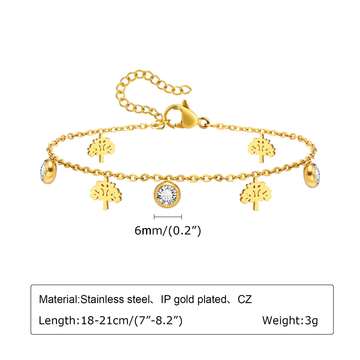 Sweet Heart Shape 201 Stainless Steel 18K Gold Plated Zircon Bracelets In Bulk