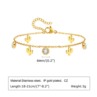 Sweet Heart Shape 201 Stainless Steel 18K Gold Plated Zircon Bracelets In Bulk