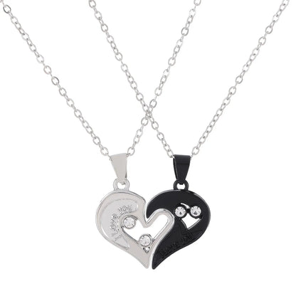 Sweet Heart Shape Alloy Enamel Couple Pendant Necklace