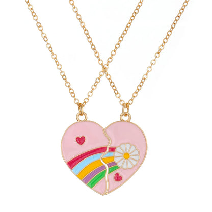 Sweet Heart Shape Alloy Enamel Couple Pendant Necklace