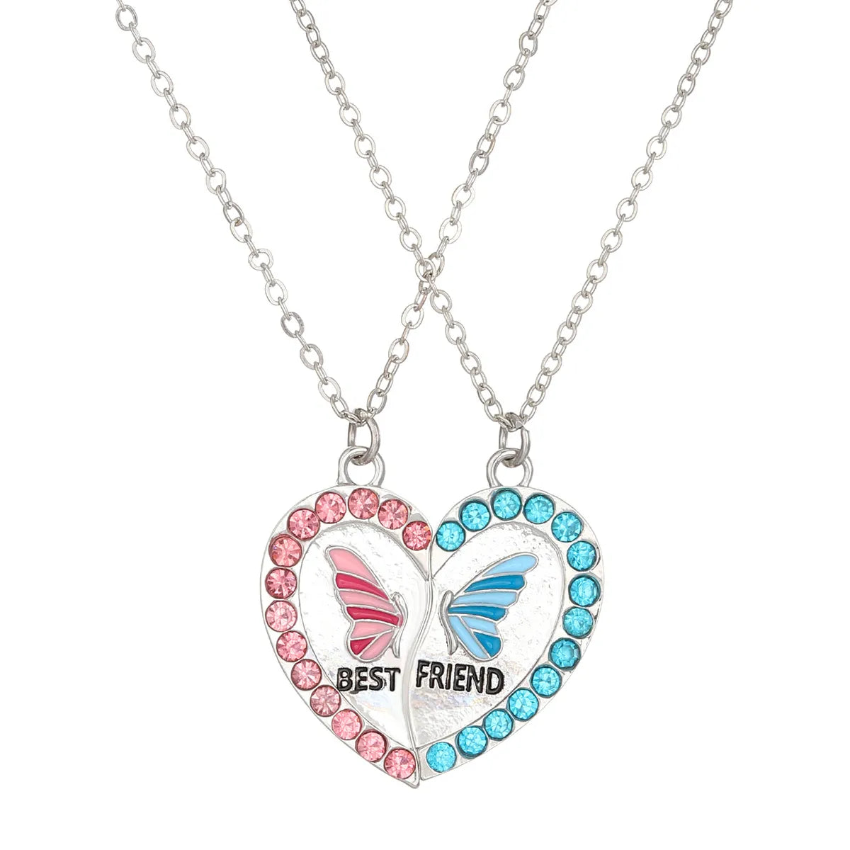 Sweet Heart Shape Alloy Enamel Couple Pendant Necklace