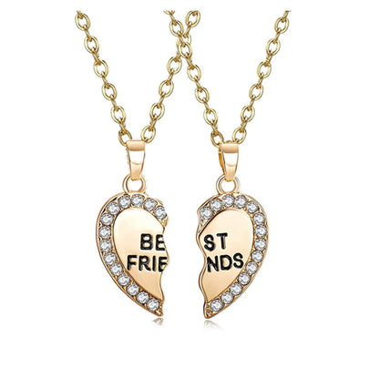 Sweet Heart Shape Alloy Enamel Couple Pendant Necklace