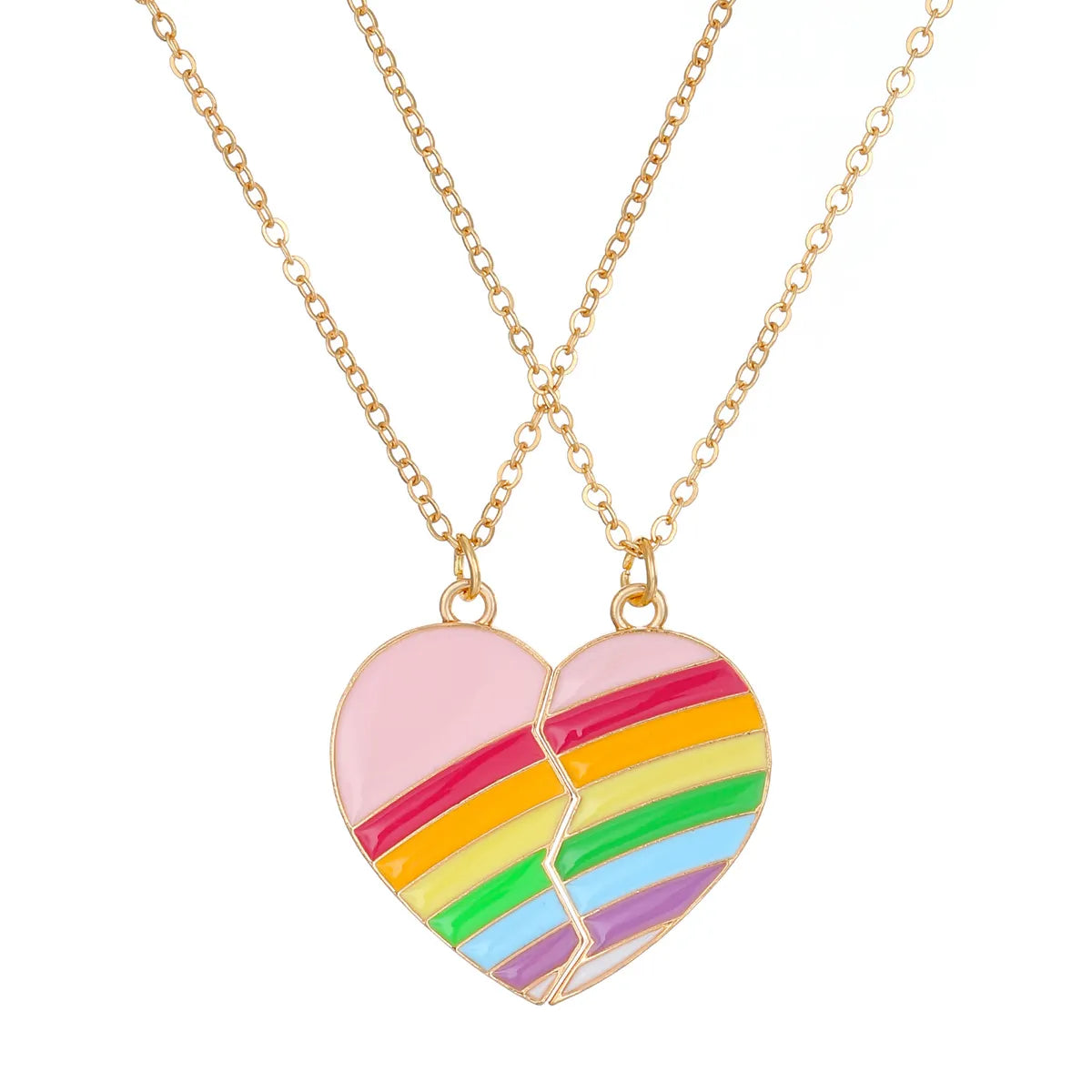 Sweet Heart Shape Alloy Enamel Couple Pendant Necklace