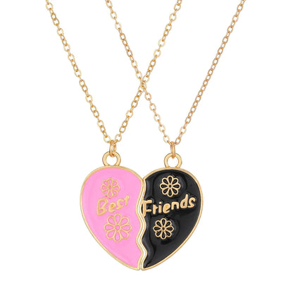 Sweet Heart Shape Alloy Enamel Couple Pendant Necklace