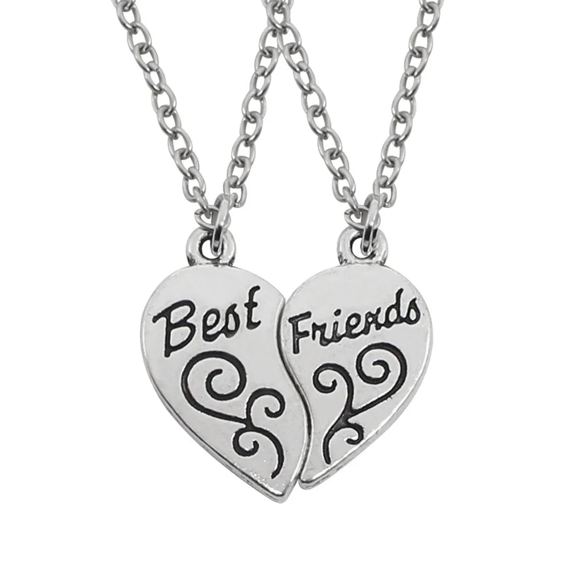 Sweet Heart Shape Alloy Enamel Couple Pendant Necklace