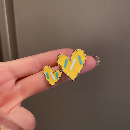 Sweet Heart Shape Alloy Enamel Ear Studs