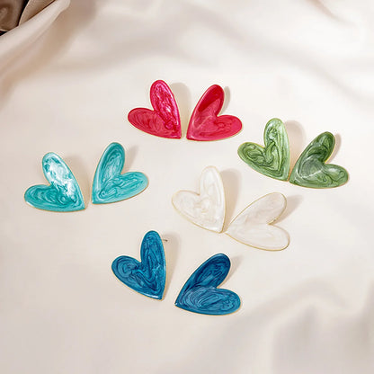 Sweet Heart Shape Alloy Enamel Women's Earrings 1 Pair