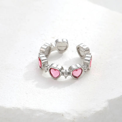 Sweet Heart Shape Alloy Inlay Rhinestones Women's Rings