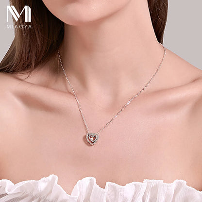 Sweet Heart Shape Alloy Plating Inlay Artificial Gemstones Women's Pendant Necklace