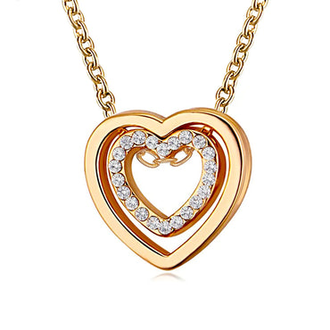 Sweet Heart Shape Alloy Plating Inlay Artificial Gemstones Women's Pendant Necklace