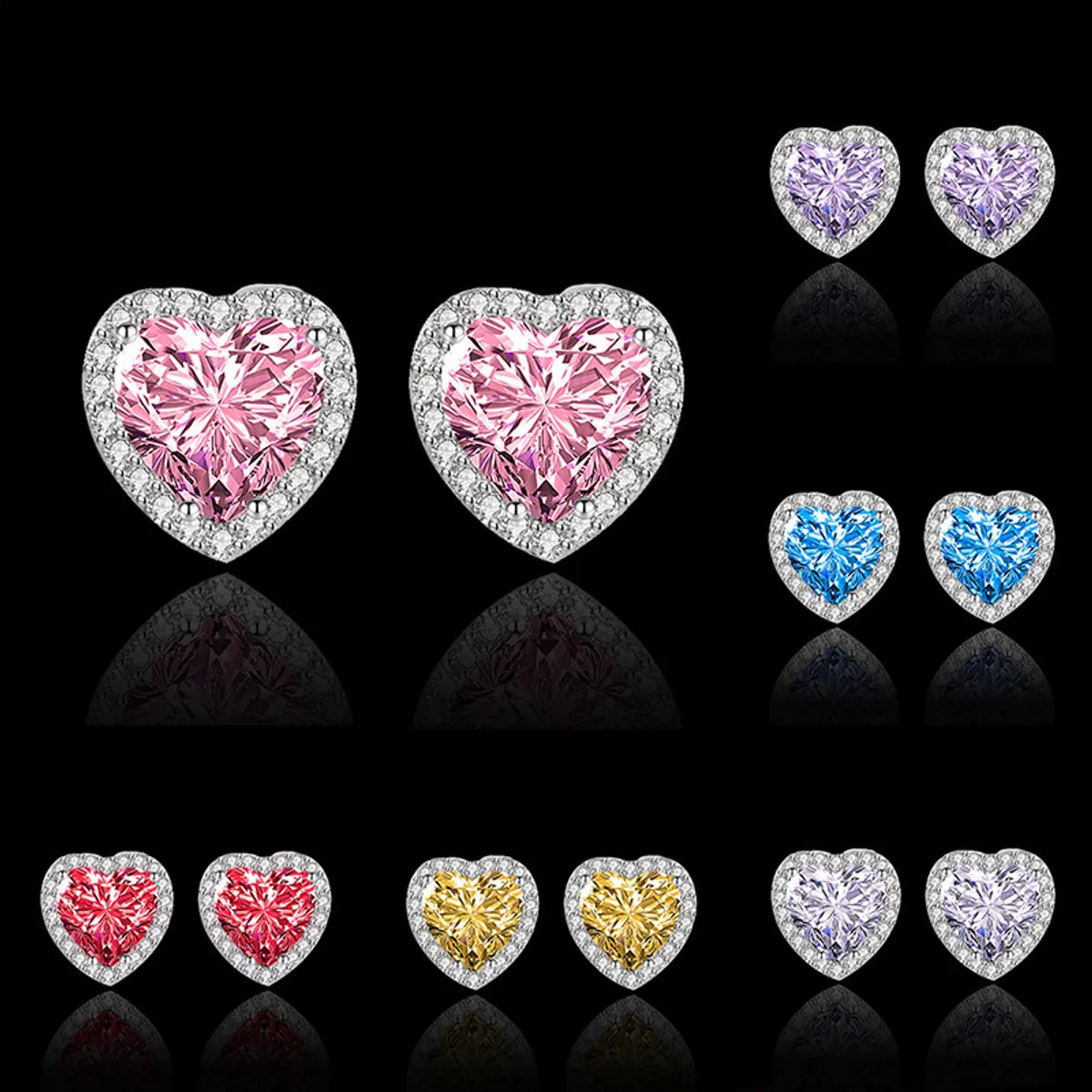 Sweet Heart Shape Alloy Rhinestone Women's Ear Studs 1 Pair