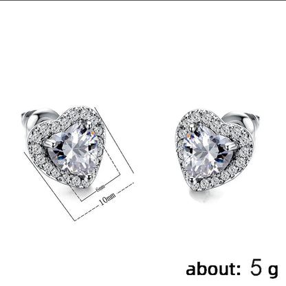 Sweet Heart Shape Alloy Rhinestone Women's Ear Studs 1 Pair