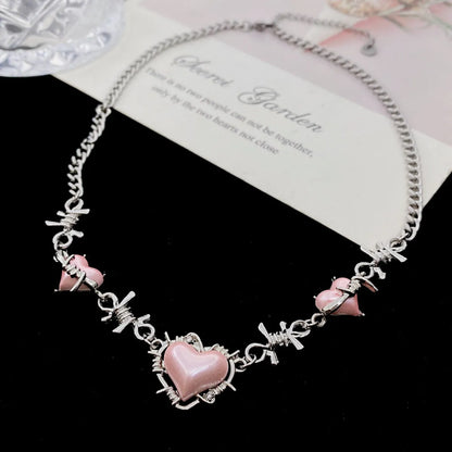 Sweet Heart Shape Alloy Titanium Steel Plating Women's Necklace