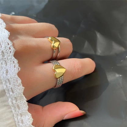 Sweet Heart Shape Alloy Women's Open Rings