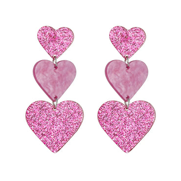 Sweet Heart Shape Arylic Sequins Women's Drop Earrings