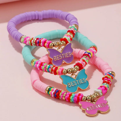 Sweet Heart Shape Arylic Soft Clay Beaded Enamel Kid'S Bracelets 1 Set