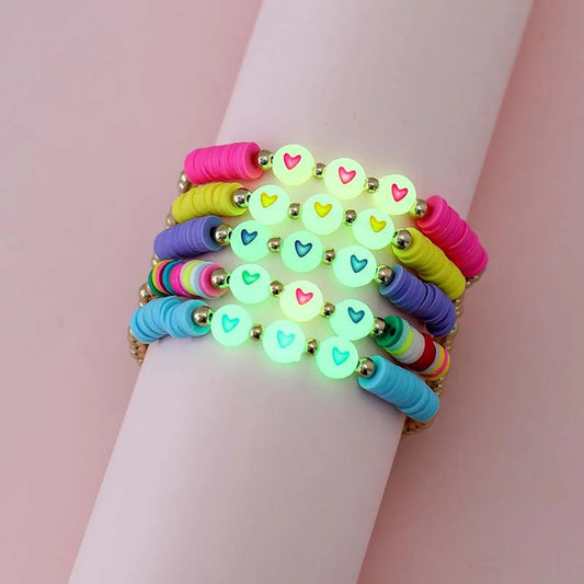 Sweet Heart Shape Arylic Soft Clay Beaded Enamel Kid'S Bracelets 1 Set