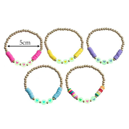 Sweet Heart Shape Arylic Soft Clay Beaded Enamel Kid'S Bracelets 1 Set