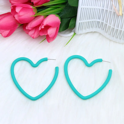 Sweet Heart Shape Arylic Spray Paint Women's Ear Studs