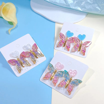 Sweet Heart Shape Butterfly Arylic Women's Drop Earrings