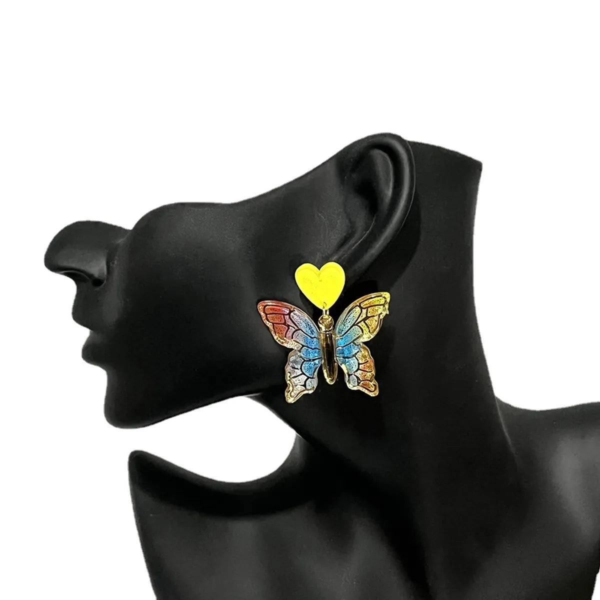 Sweet Heart Shape Butterfly Arylic Women's Drop Earrings