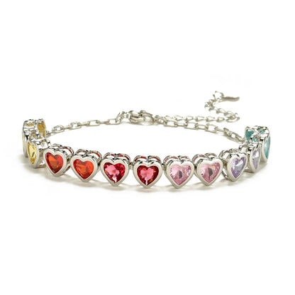 Sweet Heart Shape Copper Inlay Zircon Bracelets Necklace