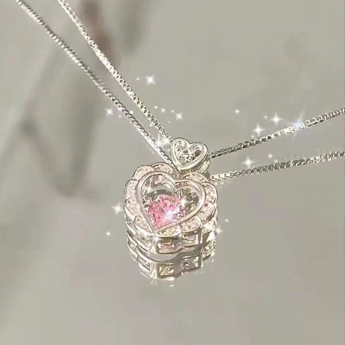 Sweet Heart Shape Copper Zircon Pendant Necklace In Bulk