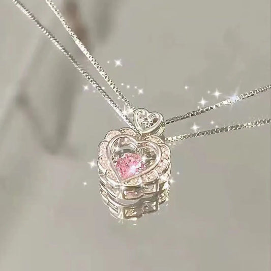 Sweet Heart Shape Copper Zircon Pendant Necklace In Bulk