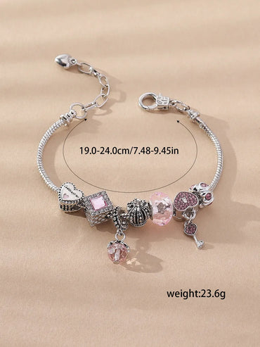 Sweet Heart Shape Crown Key Rhinestones Alloy Wholesale Bracelets