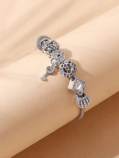 Sweet Heart Shape Crown Key Rhinestones Alloy Wholesale Bracelets