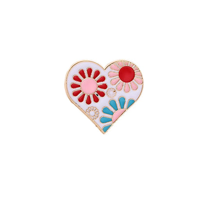 Sweet Heart Shape Flower Alloy Enamel Women'S Brooches