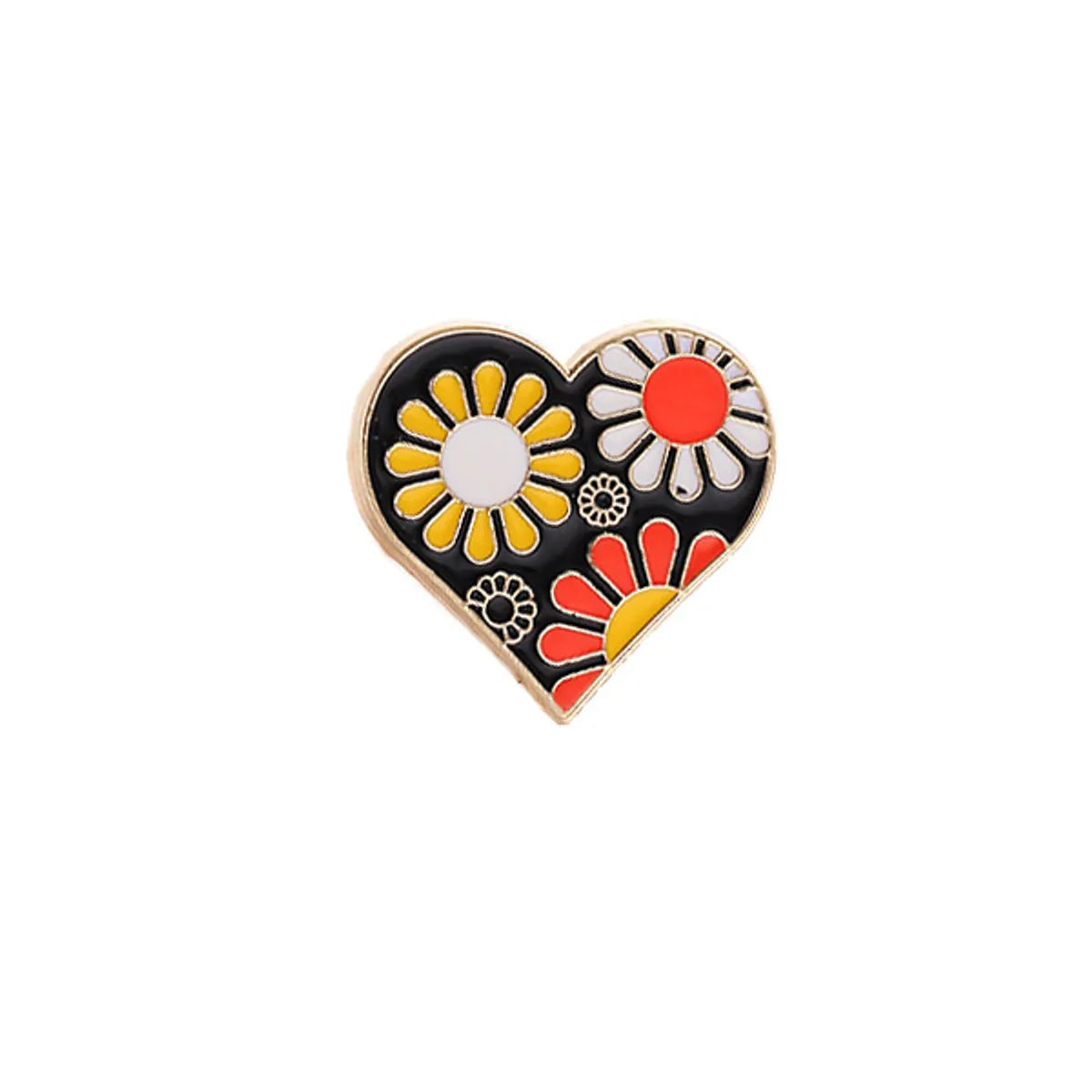 Sweet Heart Shape Flower Alloy Enamel Women'S Brooches