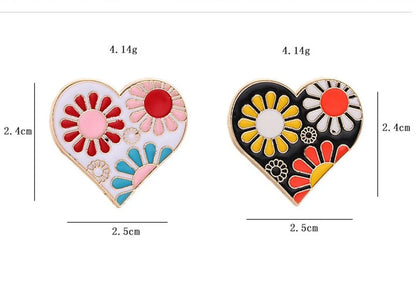 Sweet Heart Shape Flower Alloy Enamel Women'S Brooches