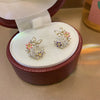 Sweet Heart Shape Flower Alloy Rhinestones Women'S Drop Earrings 1 Pair