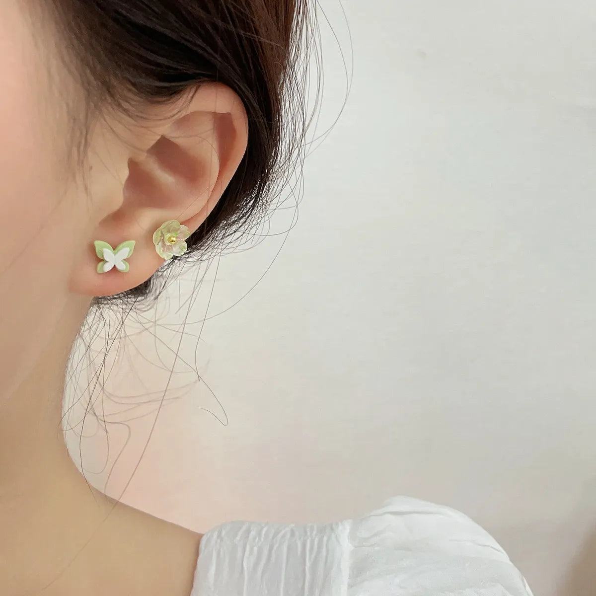 Sweet Heart Shape Flower Bow Knot Alloy Inlay Artificial Pearls Women's Ear Studs