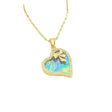 Sweet Heart Shape Flower Bow Knot Copper Plating Inlay Artificial Pearls Shell Zircon 18k Gold Plated Pendant Necklace