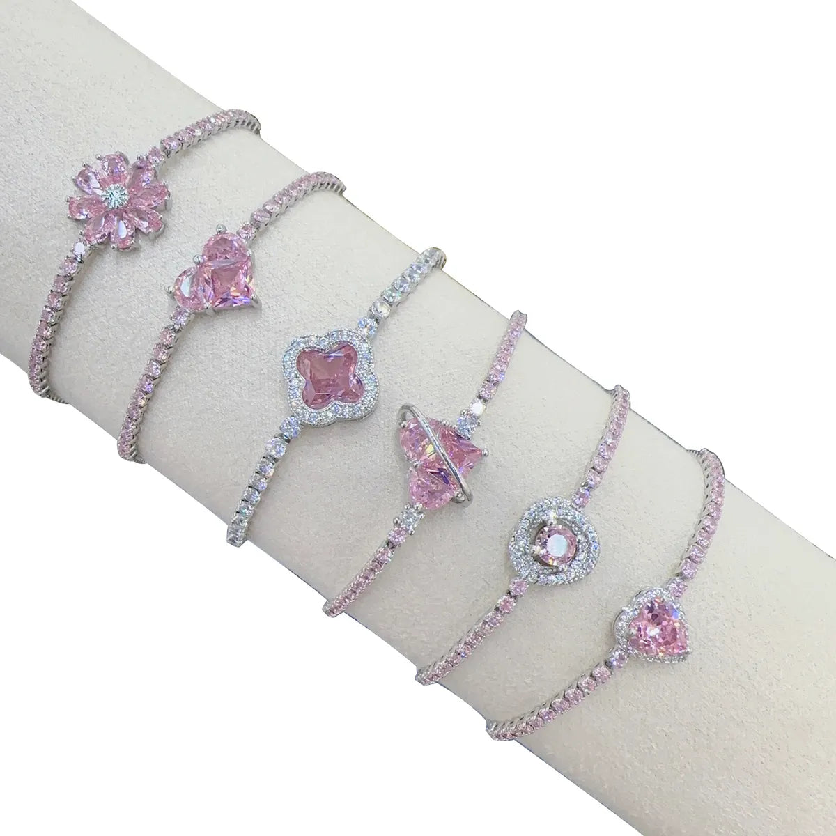 Sweet Heart Shape Flower Butterfly Copper Inlay Zircon Bracelets