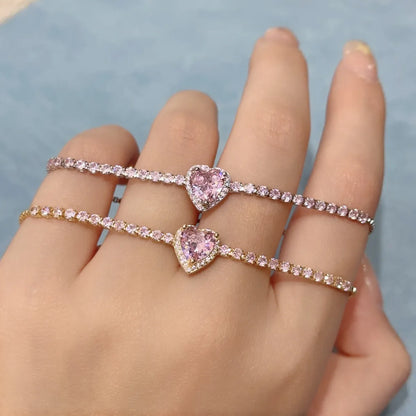 Sweet Heart Shape Flower Butterfly Copper Inlay Zircon Bracelets