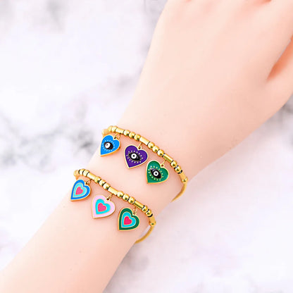 Sweet Heart Shape Flower Titanium Steel Plating Bracelets