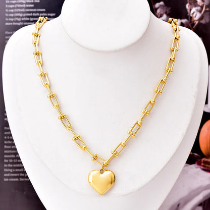 Sweet Heart Shape Lock Titanium Steel Plating Women's Bracelets Earrings Necklace