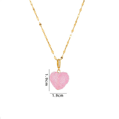 Sweet Heart Shape Plastic Titanium Steel Copper Plating Women's Pendant Necklace