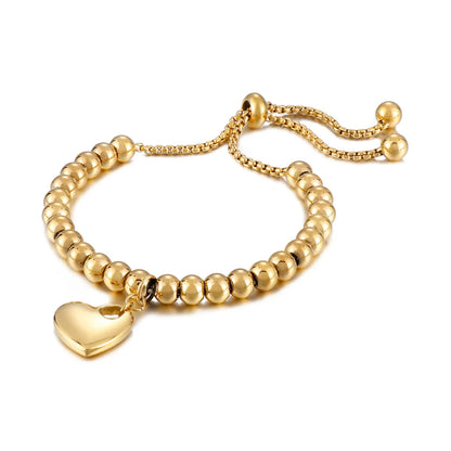 Sweet Heart Shape Stainless Steel 18K Gold Plated Bracelets In Bulk