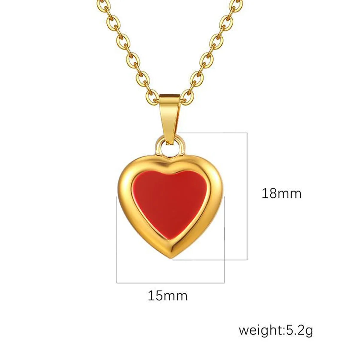 Sweet Heart Shape Stainless Steel Enamel Pendant Necklace