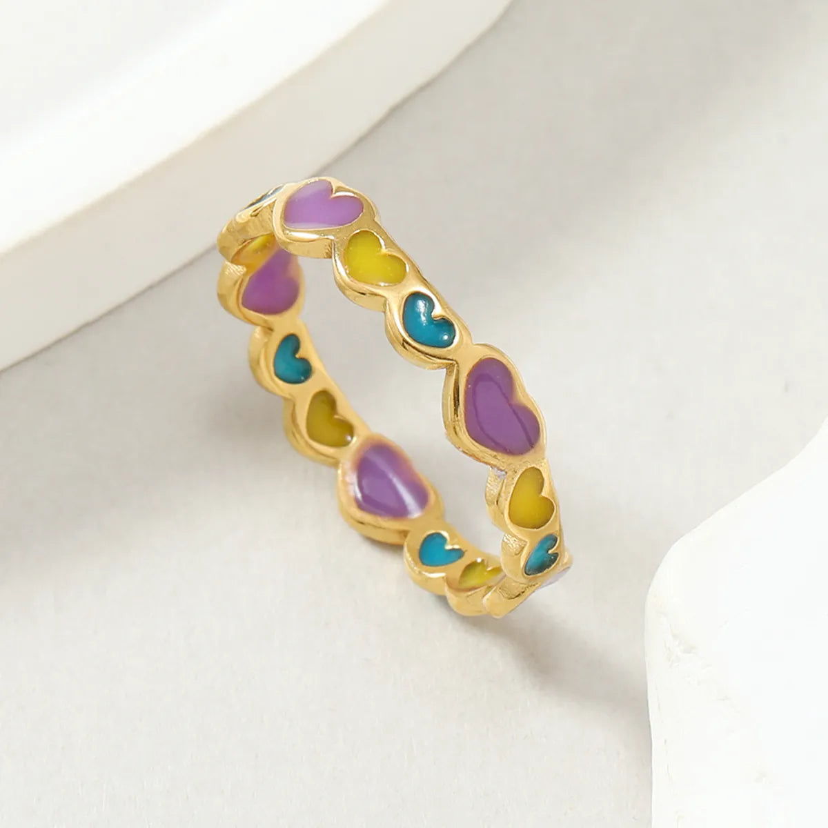 Sweet Heart Shape Stainless Steel Enamel Plating Rings