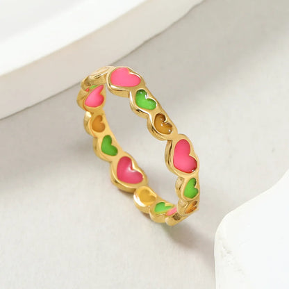 Sweet Heart Shape Stainless Steel Enamel Plating Rings